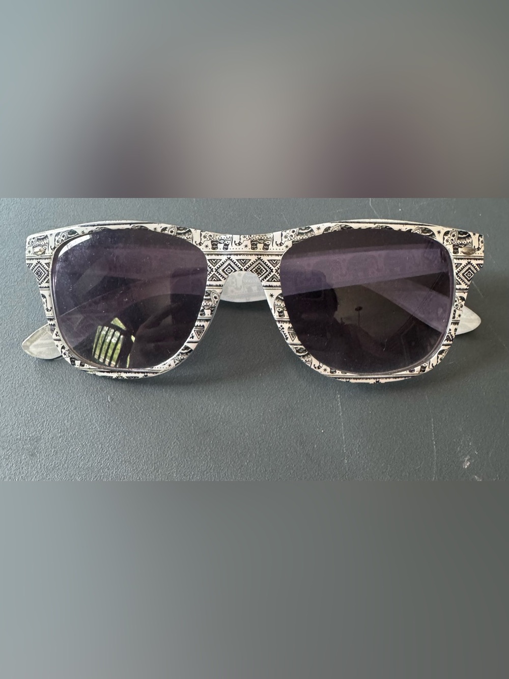 Elephant Print Aztec Black & White Sunglasses